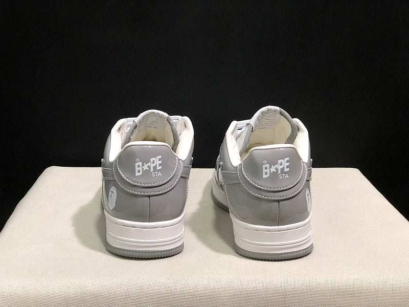 Grey & White Star-Detail Low-Top Sneakers