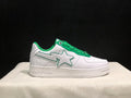 White & Green Star-Detail Low-Top Sneakers