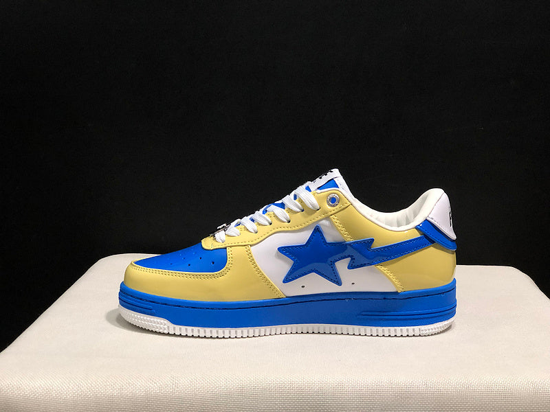 Yellow & Blue Star-Detail Low-Top Sneakers