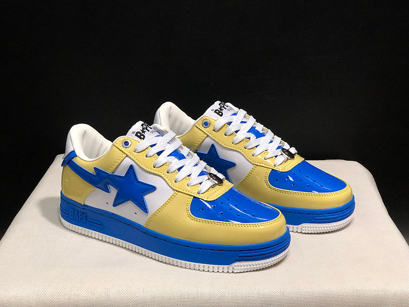 Yellow & Blue Star-Detail Low-Top Sneakers