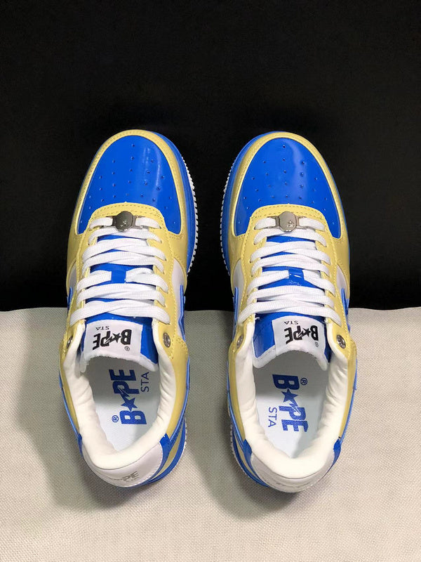Yellow & Blue Star-Detail Low-Top Sneakers