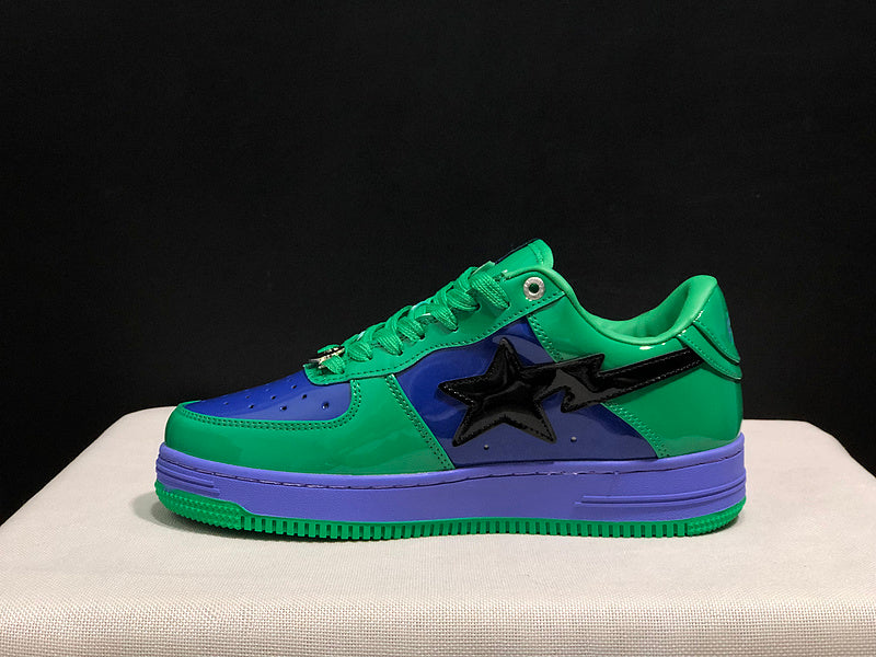 Green & Purple Black-Star Low-Top Sneakers