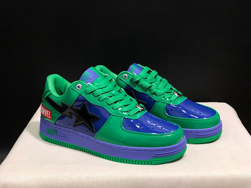 Green & Purple Black-Star Low-Top Sneakers