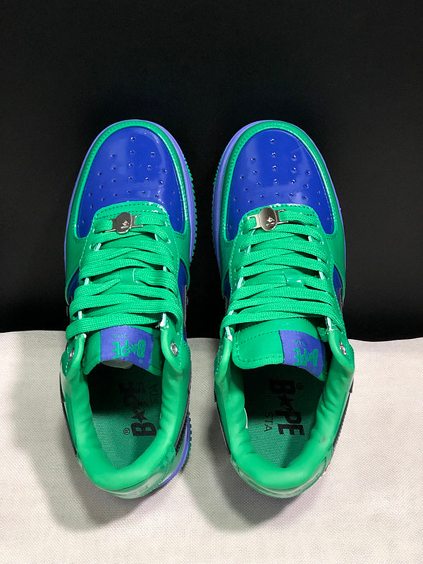 Green & Purple Black-Star Low-Top Sneakers