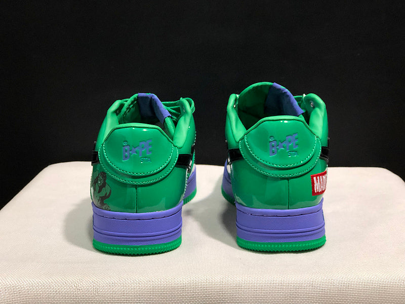 Green & Purple Black-Star Low-Top Sneakers