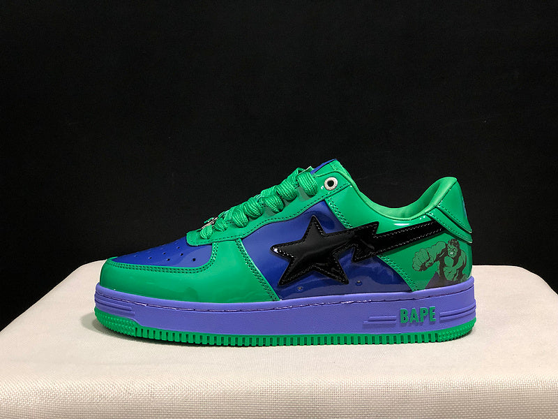 Green & Purple Black-Star Low-Top Sneakers