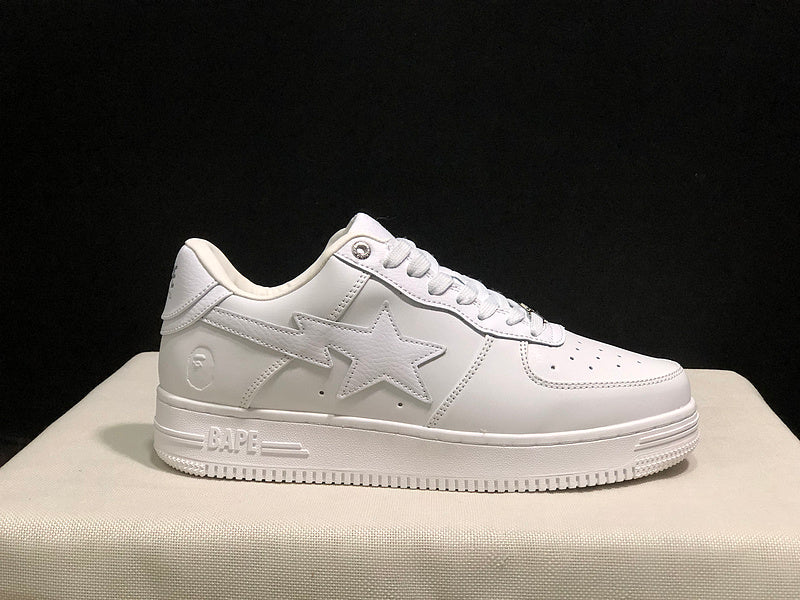All-White Star-Detail Low-Top Sneakers