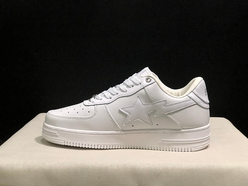 All-White Star-Detail Low-Top Sneakers