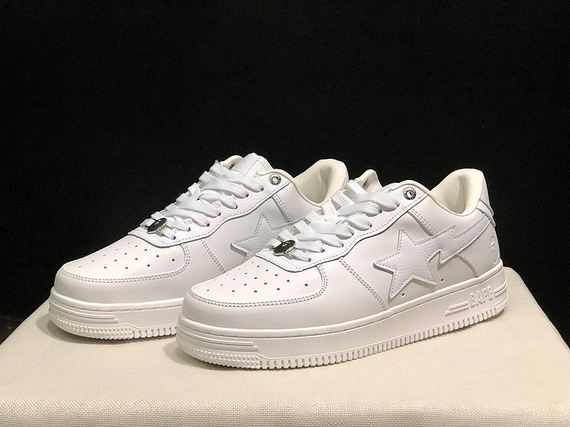 All-White Star-Detail Low-Top Sneakers