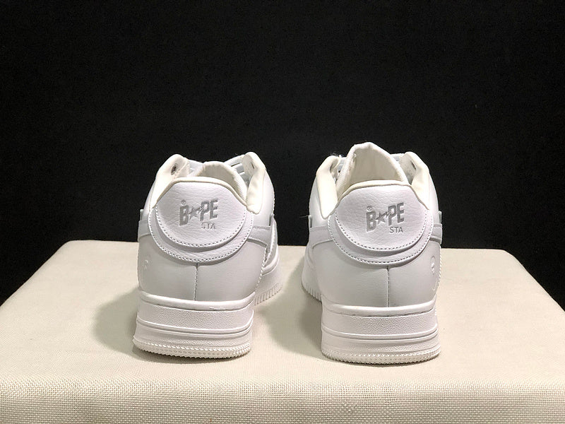 All-White Star-Detail Low-Top Sneakers