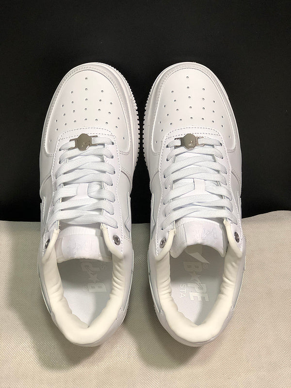 All-White Star-Detail Low-Top Sneakers