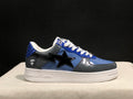 Blue & Charcoal Black-Star Low-Top Sneakers
