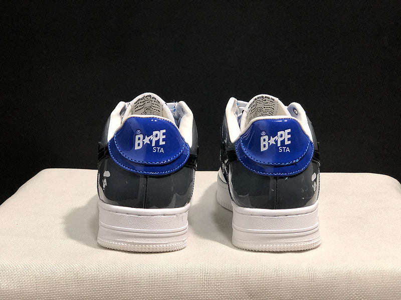 Blue & Charcoal Black-Star Low-Top Sneakers