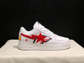 White & Red Shark-Graphic Star-Detail Low-Top Sneakers