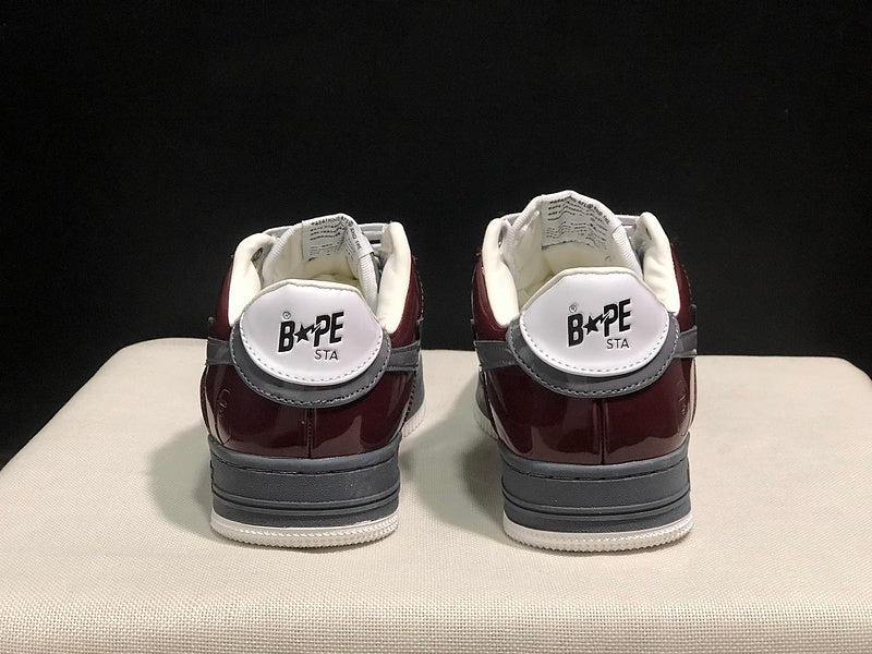 Burgundy & Grey Star-Detail Low-Top Sneakers