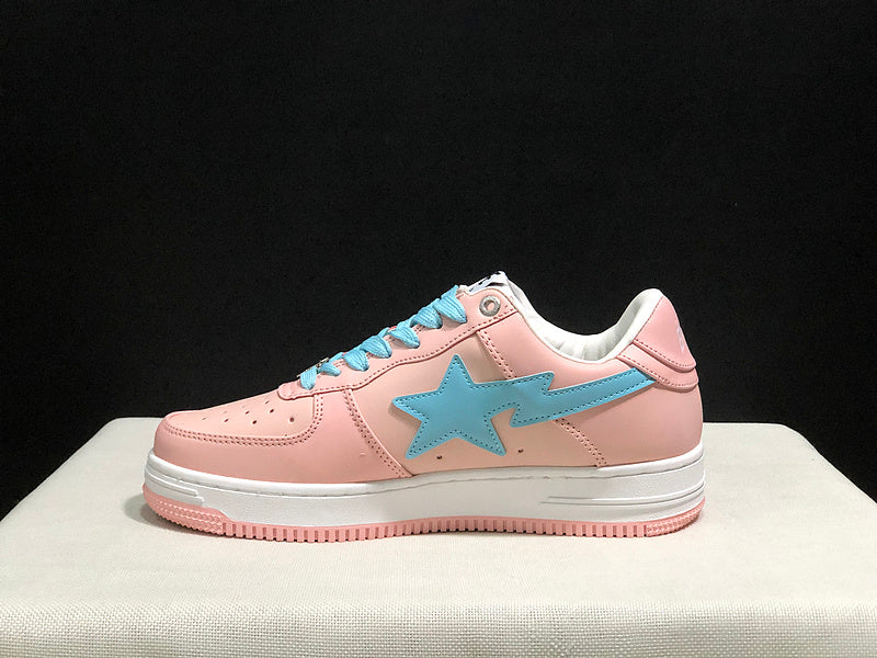 Pastel Pink & Sky Blue Star-Detail Low-Top Sneakers