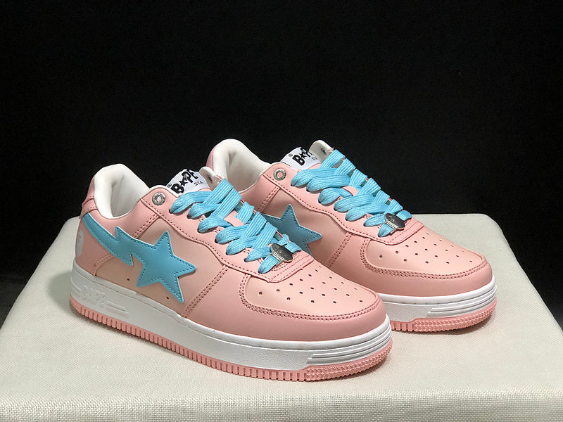 Pastel Pink & Sky Blue Star-Detail Low-Top Sneakers