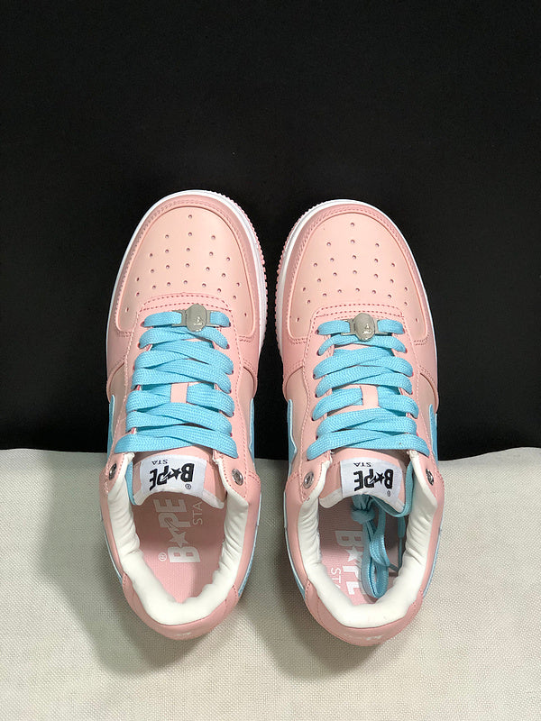 Pastel Pink & Sky Blue Star-Detail Low-Top Sneakers