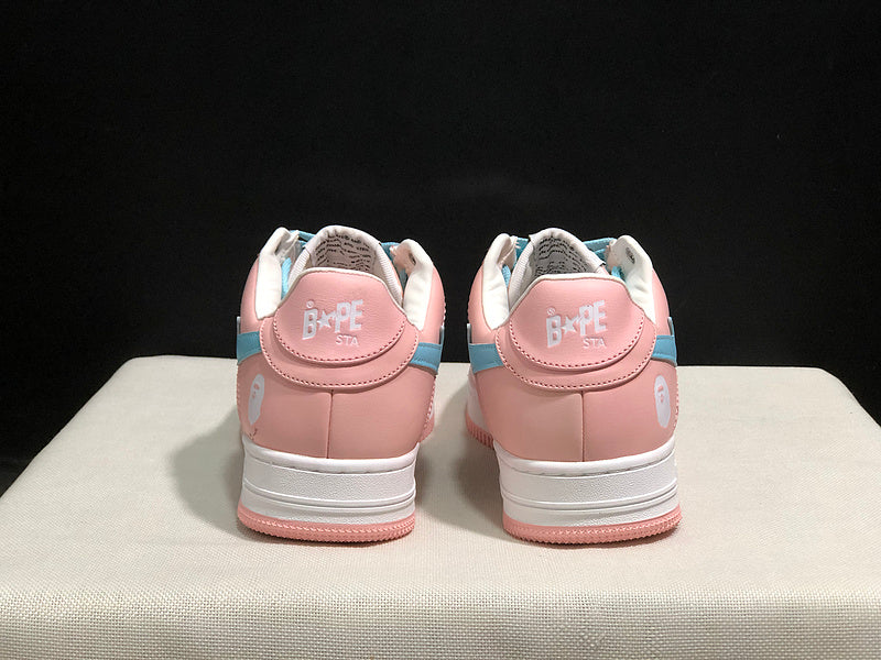Pastel Pink & Sky Blue Star-Detail Low-Top Sneakers