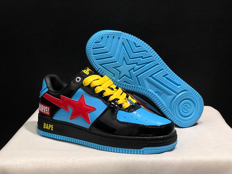 Black & Blue Red-Star Low-Top Sneakers