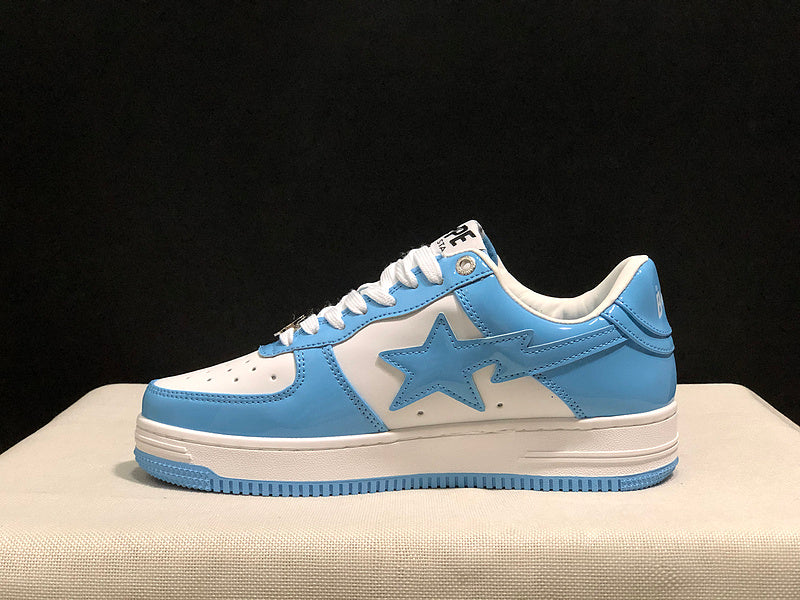 Sky Blue & White Star-Detail Low-Top Sneakers