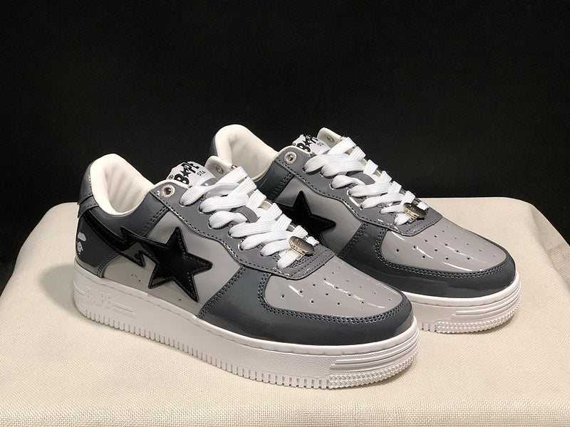 Charcoal & Light Grey Black-Star Low-Top Sneakers