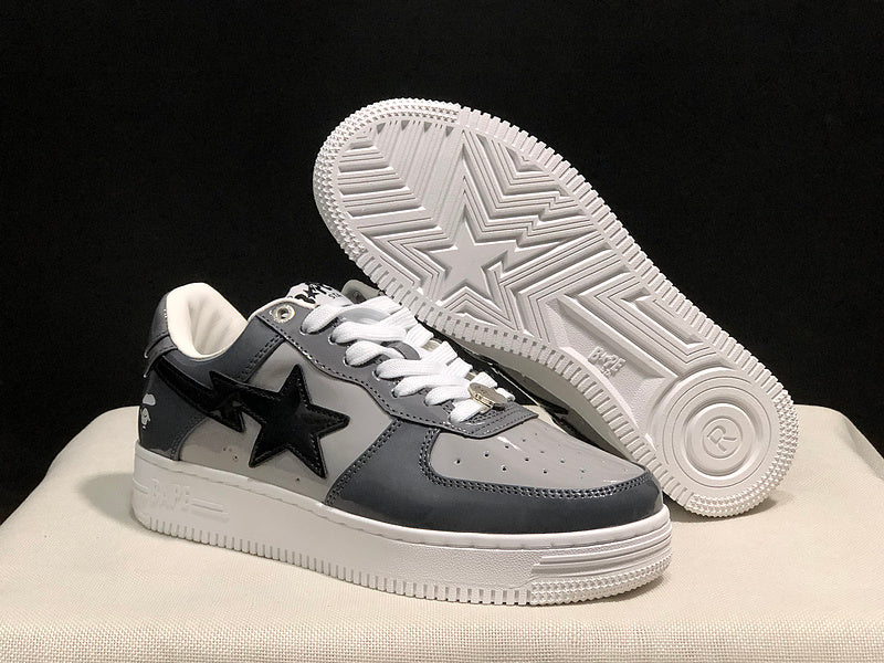 Charcoal & Light Grey Black-Star Low-Top Sneakers