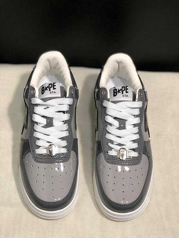 Charcoal & Light Grey Black-Star Low-Top Sneakers