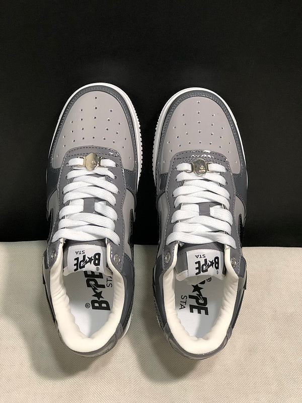 Charcoal & Light Grey Black-Star Low-Top Sneakers