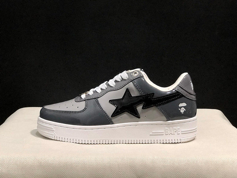 Charcoal & Light Grey Black-Star Low-Top Sneakers