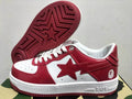 BAPE Burgundy and White Star Low-Top Sneakers