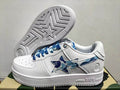 BAPE White Low-Top Sneakers with Blue Camo Star Details