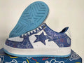 BAPE Navy and White Graphic Star Low-Top Sneakers