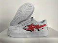 BAPE White Low-Top Sneakers with Red Star and Shark Details