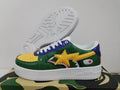 BAPE Green and Yellow Shark Detail Low-Top Sneakers