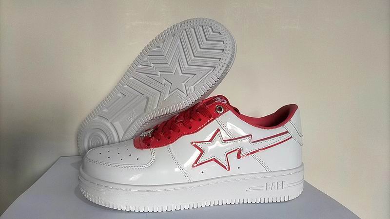 BAPE White and Red Outline Star Low-Top Sneakers