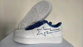 BAPE White and Navy Outline Star Low-Top Sneakers