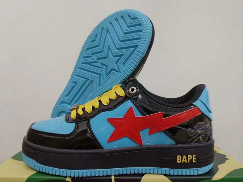 BAPE Black and Light Blue Sneakers with Red Star Details