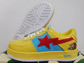 BAPE Yellow and Light Blue Sneakers with Red Star Details