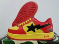 BAPE Red and Yellow Sneakers with Black Star Details