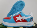 BAPE Light Blue and Red Sneakers with White Star Details