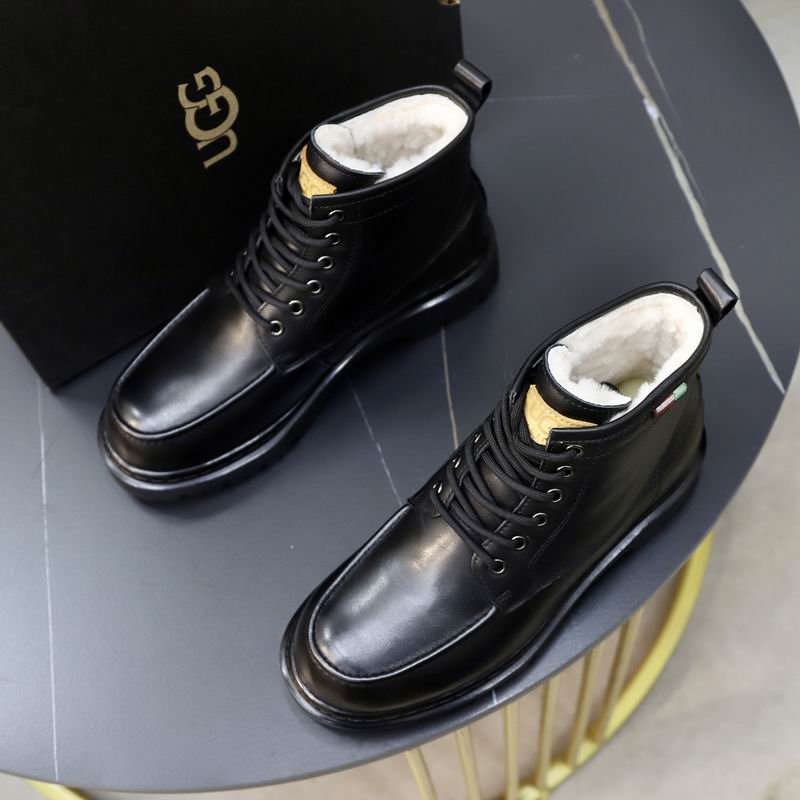 UGG Black Lace-Up Ankle Boots with Plush Lining
