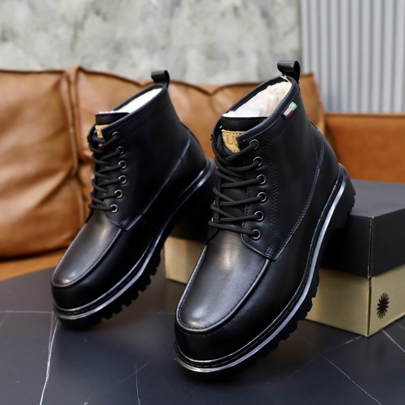 UGG Black Lace-Up Ankle Boots with Plush Lining