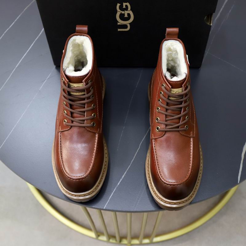 UGG Brown Lace-Up Ankle Boots with Plush Lining