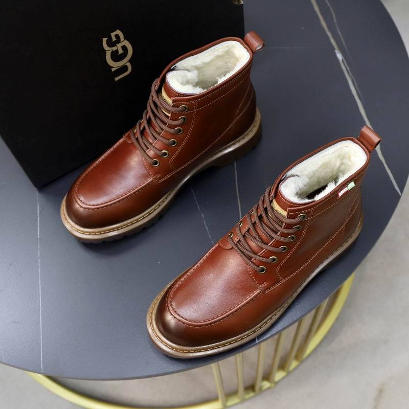 UGG Brown Lace-Up Ankle Boots with Plush Lining
